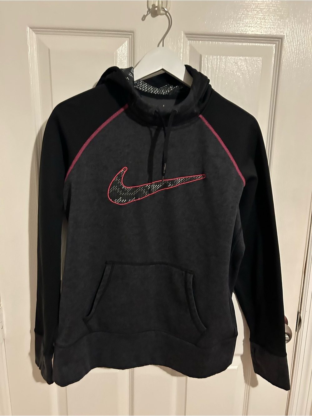 Nike Black Hoodie with Pink Accent Stitching